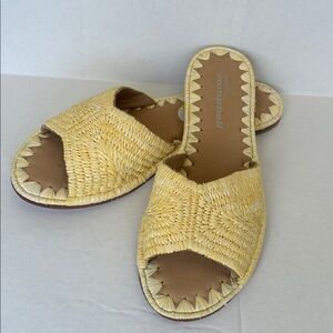 Jeffrey Campbell Yellow Woven Espadrille Slides size 9 but fits like a 8, 8.5